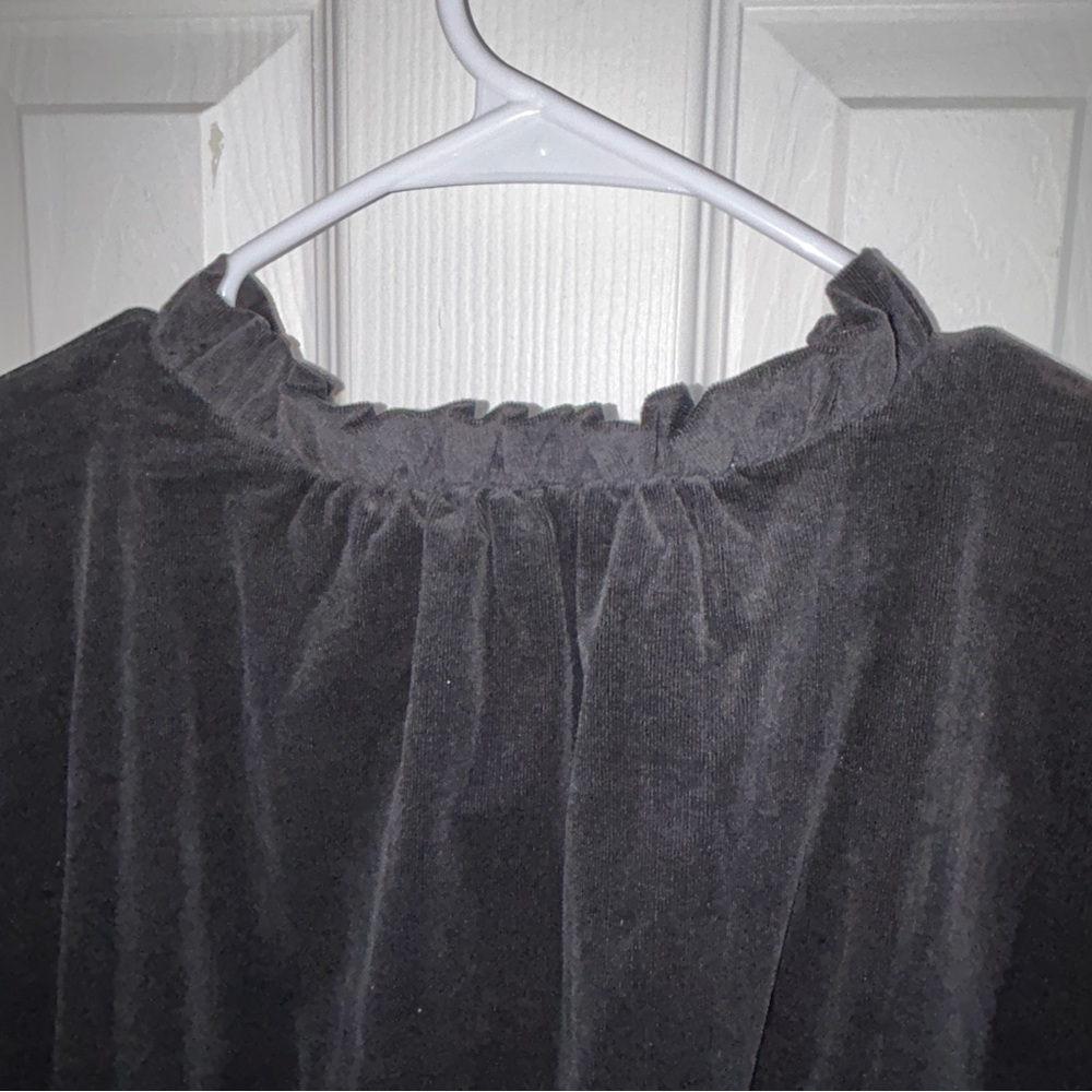 Draper James Black Midi Dress Size 3X NWT Tiered Skirt Ruffled Neck - Picture 11 of 14